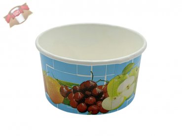 50 Stk. Eisbecher Motivdruck Früchte hellblau 125 ml Ø 85 x H 45 mm